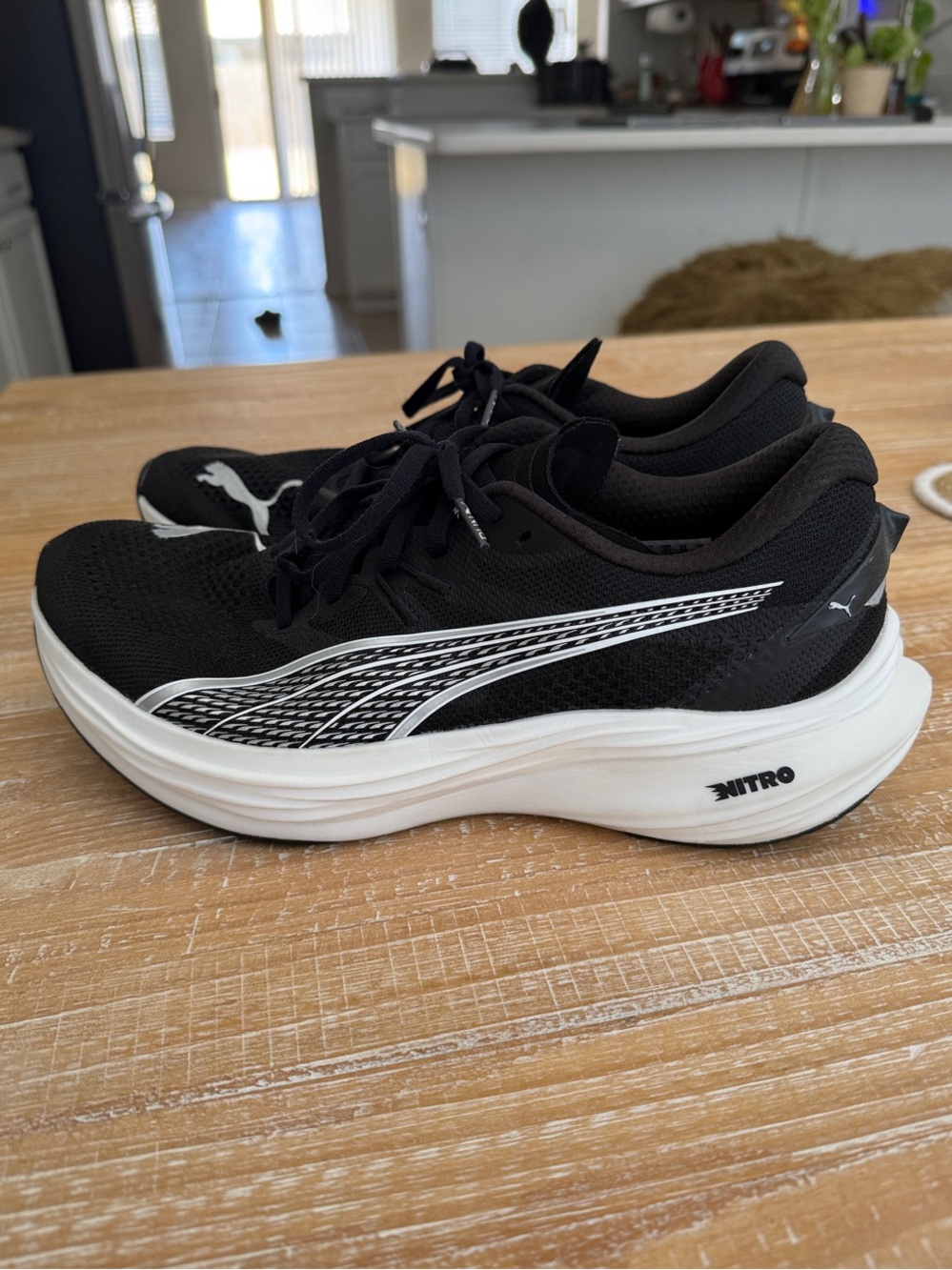 Puma Deviate Nitro 3 Black and White Running Sneakers - US Men’s 10